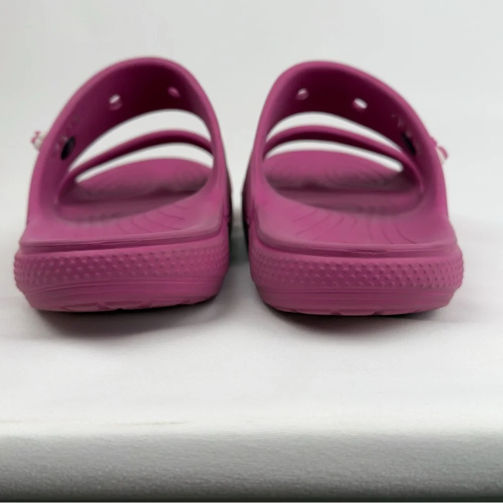Crocs Pink Two-Strap Slide Sandals Sz M9 W11 Magenta Comfort Slip-On
